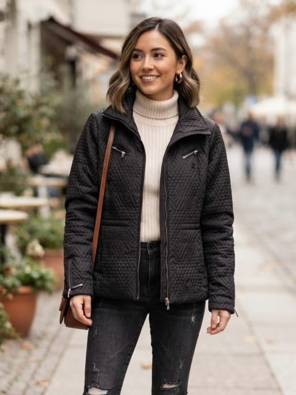 Weatherproof Black Quilted Zip Puffer Jacket Coat Quite Luxury Equestrian Preppy
